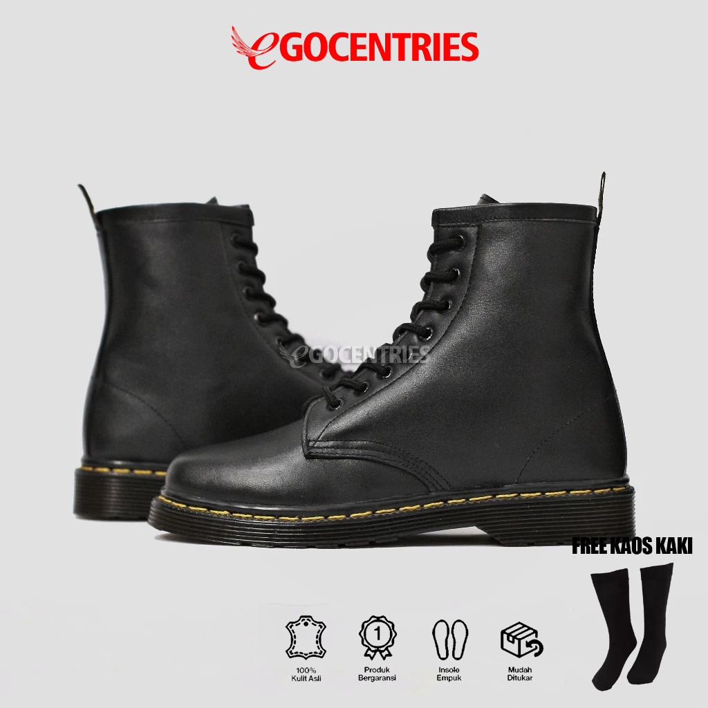 Faso - Sepatu Boots Docmart Tinggi Pria 8 hole Kulit Asli