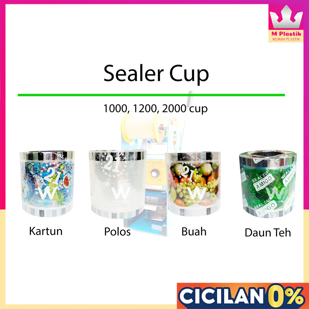 Plastik LID Cup Sealer ( 2000 ) REAL Polos/Buah/Kartun/Daun Teh/Drink/Thankyou @Roll | amigo nagoya 