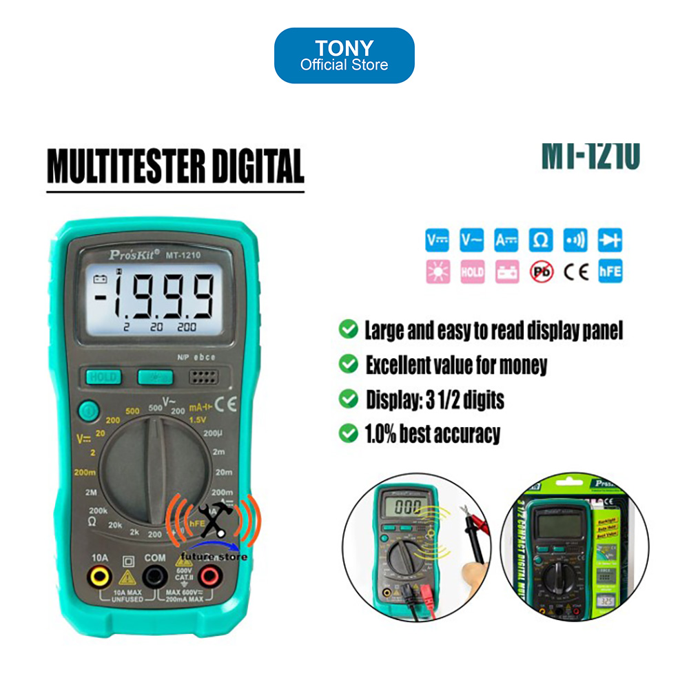 ProsKit MT-1210 3 1/2 Compact Digital Multimeter - Avometer - Multimeter Digital Proskit MT-1210 Ori
