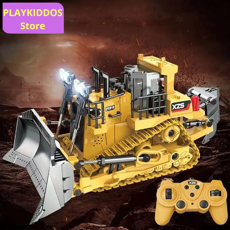 Mainan Bulldozer Remote Control Bulldozer RC Mainan Mobil Kontruksi Front Loader Lampu+Suara Mainan