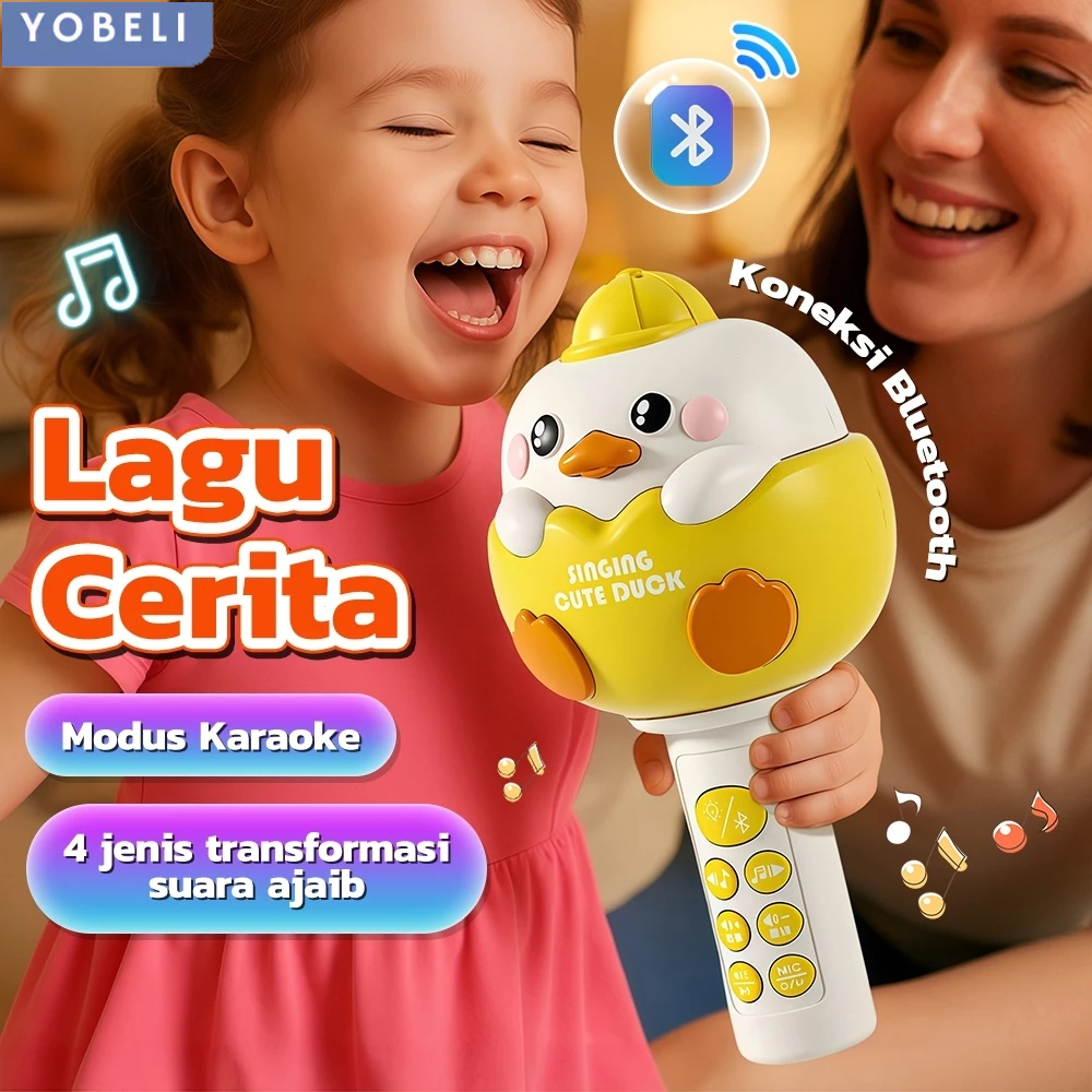 Mikrofon Anak Karaoke Bluetooth Dengan Lagu Anak Dan Cerita Anak Maianan Mic Speaker Anak