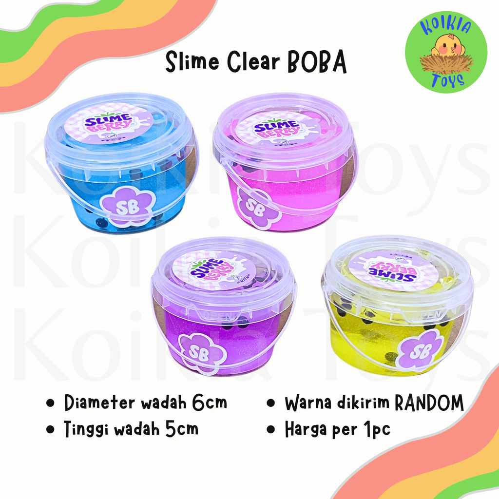 Mainan anak slime boba glitter clear warna warni