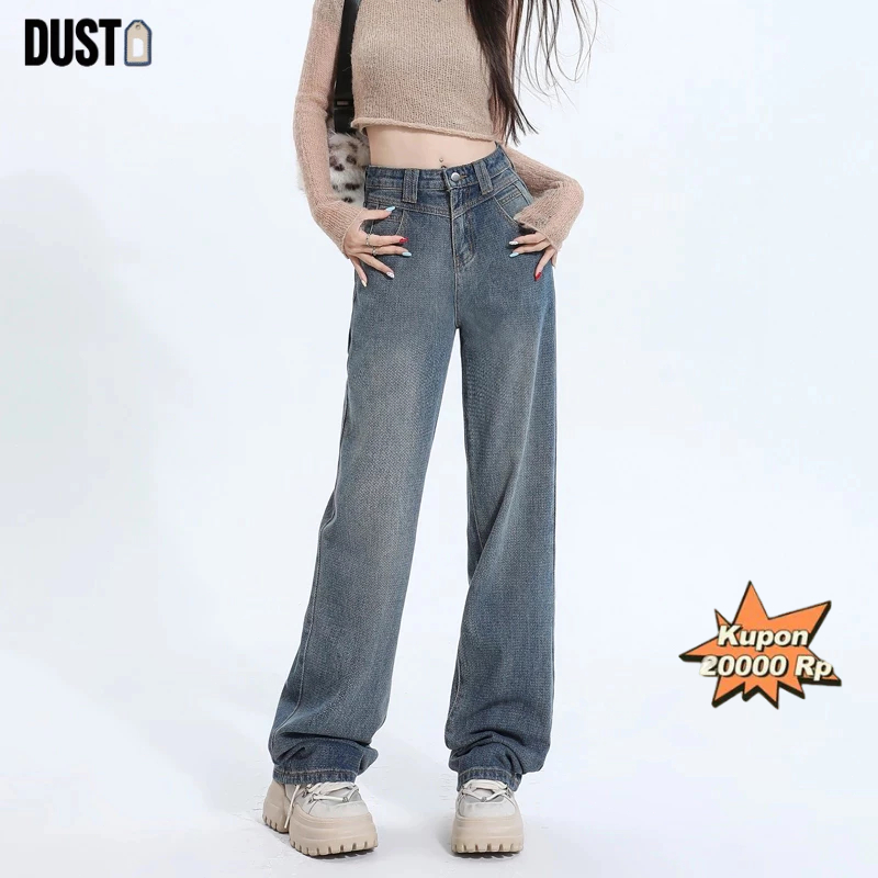 [Pengiriman Gratis] Dust Celana jeans wanita jumbo celana jeans wanita korean style baggy jeans wani
