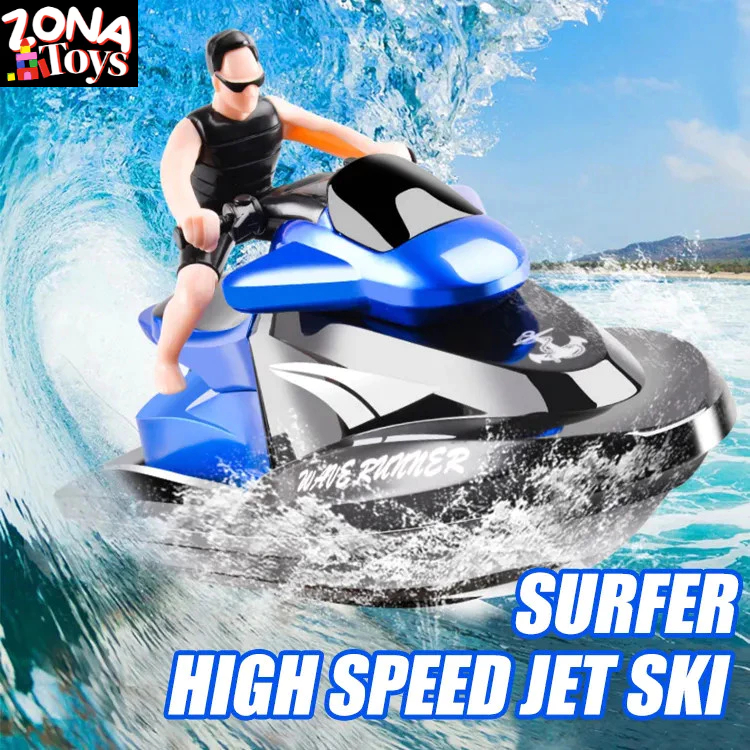 Mainan RC Jet Ski Surfer High Speed RC jet Ski Motorboat 2.4GHZ 20KM/H Remote Control Speedboat RC