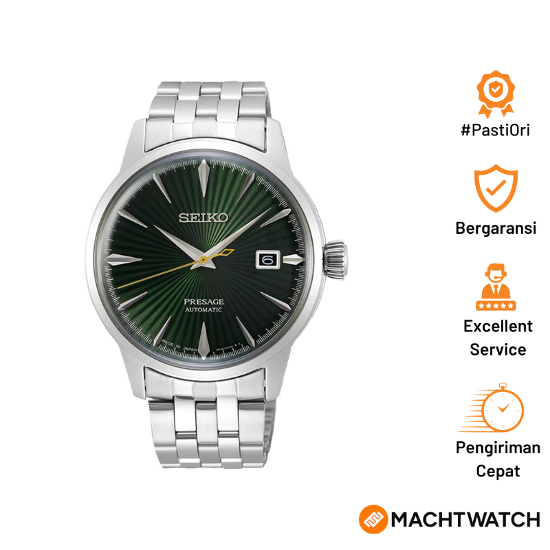 Jam Tangan Pria Seiko Presage SRPE15J1 Cocktail Time Mockingbird Automatic Green Dial Stainless Stee