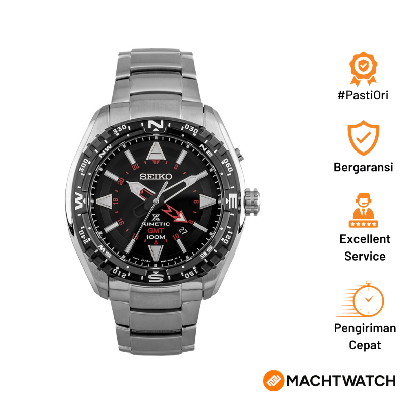 Jam Tangan Pria Seiko Prospex SUN049P1 Land Kinetic GMT 100M Stainless Steel Bracelet