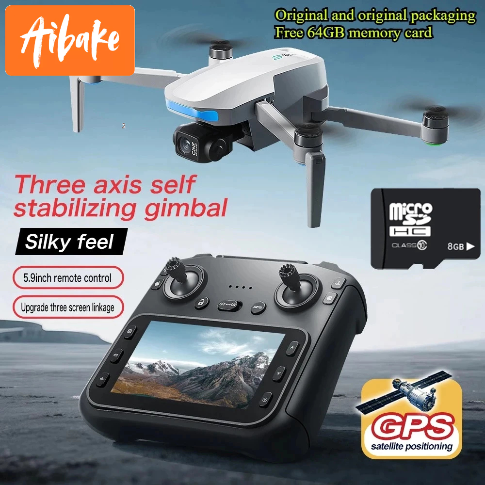 Drone S-X1 dengan Gimbal 3-Axis Drone GPS Brushless Motor 4K HD WIFI Layar 5.6 Inci Besar Ada Optica