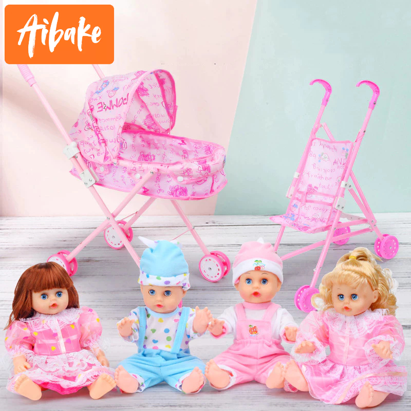 Mainan Kereta Dorong Anak Mainan Sroller Boneka Anak Kereta Bayi Troli Bayi Kereta Dorong Boneka