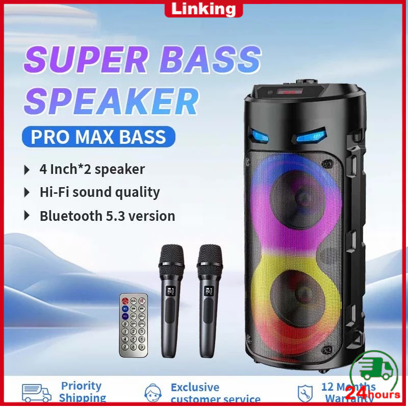 【PRO MAX BASS】MAIKET Speaker Bluetooth Karaoke Besar Super Bass with MIC Polytron Protable 8 Inch Wi