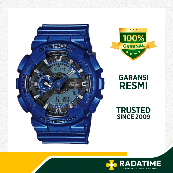 Jam Tangan Pria Casio G-Shock Standard Analog-Digital 100% Original Resin Blue GA-110NM-2ADR