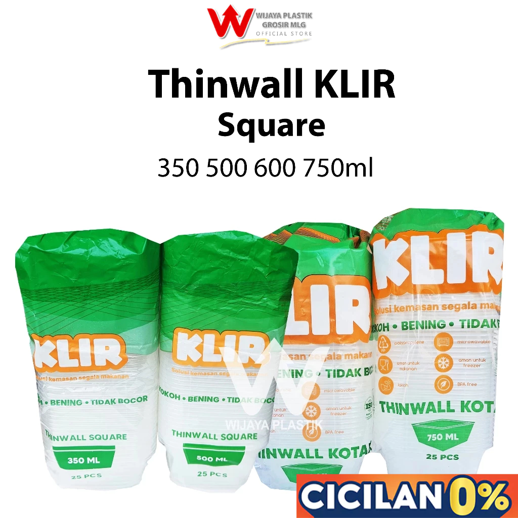 [PROMO] Aneka Thinwall ( 350 500 600 650 750 ml ) SQUARE [Hok/Klir] --- 25 pcs @Pack | 350ml 500ml 6