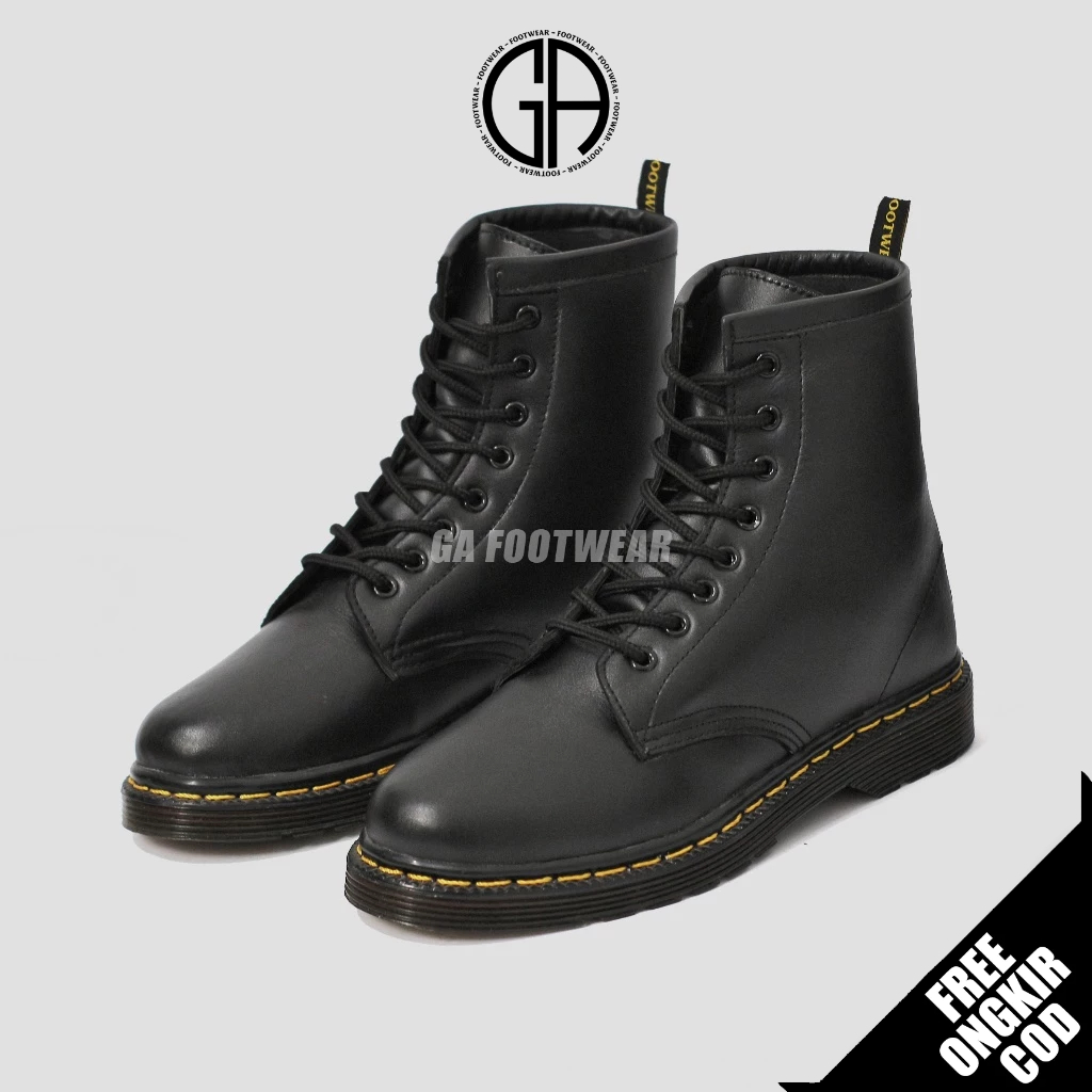 GA FOOTWEAR Vian - Sepatu Boots Docmart Tinggi Pria 8 hole Kulit Asli