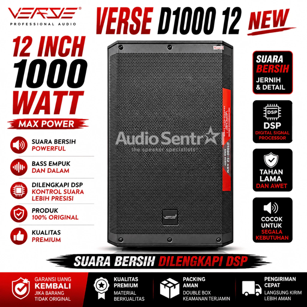 Speaker Aktif 12 Inch VERSE D1000 12 NEW DSP / D1000 12NEW 1000WATT Original