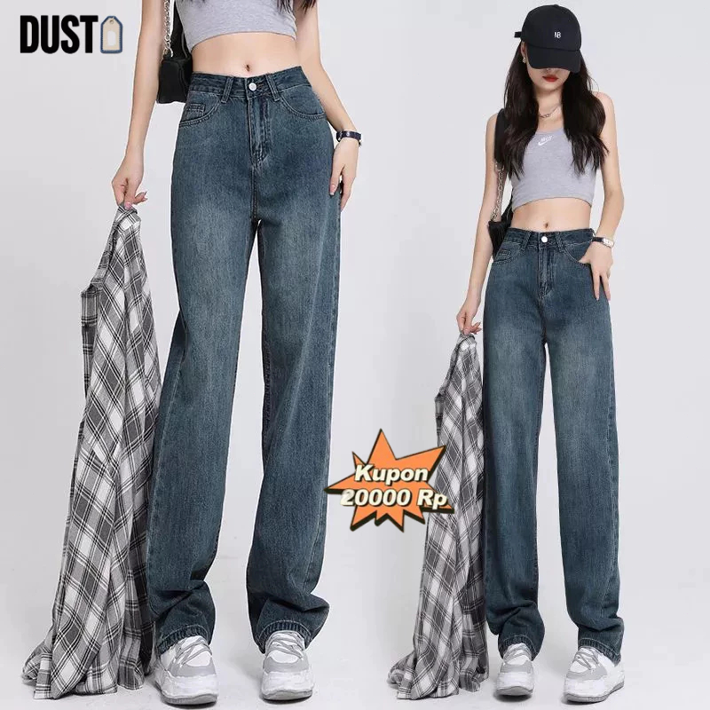 [Pengiriman Gratis] Dust Jeans Celana Jeans Wanita Korean Style Celana Jins Antik Celana Oversize Wa