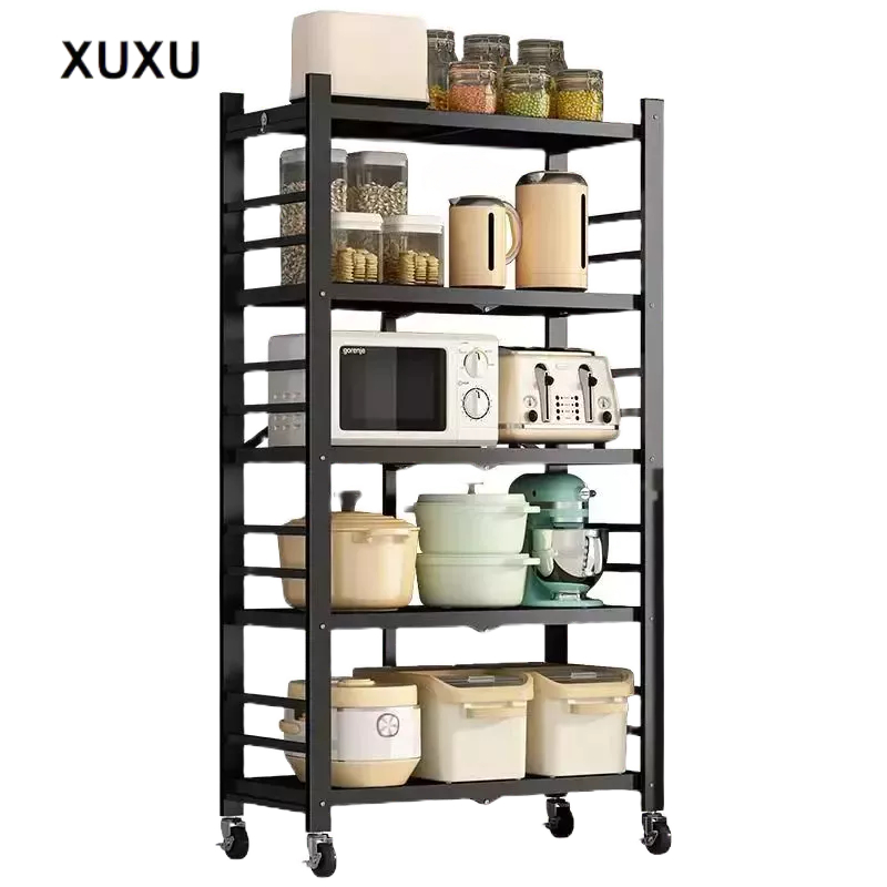 XUXU Rak Lipat Rak Lipat Portable Rak Dapur Lipat Rak Besi 5 Susun Rak Buku Rak Besi Susun Rak Penyi