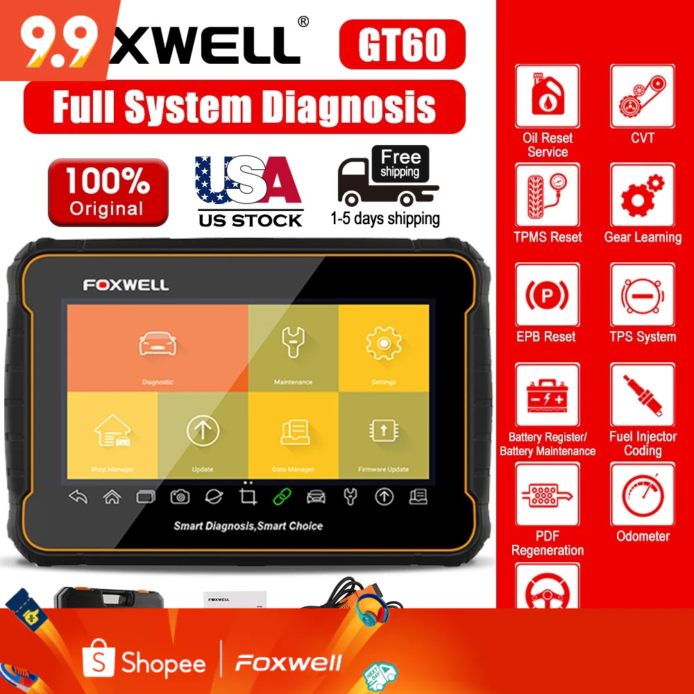 FOXWELL GT60 BT Bluetooth Wireless Obd2 Scanner Full System 2025 Car Fault Code Diagnosis Tool Ecu R