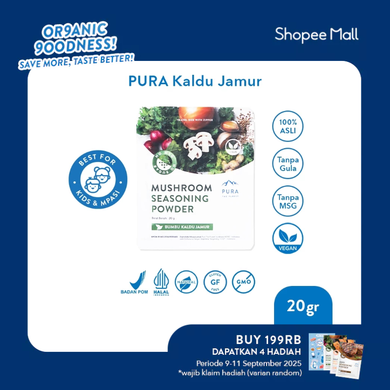 

Pura Kaldu Asli | Bumbu Kaldu Jamur (20gr) - Mushroom Seasoning Powder - Kaldu Mpasi - BB Booster - No Msg - No Gula - Kaldu Serbaguna - Kaldu Jamur Halal