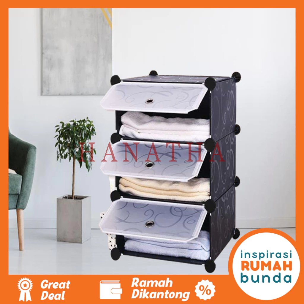 Rak Sepatu 4 Susun Rak Sandal Plastik DIY Rak Buku Tas