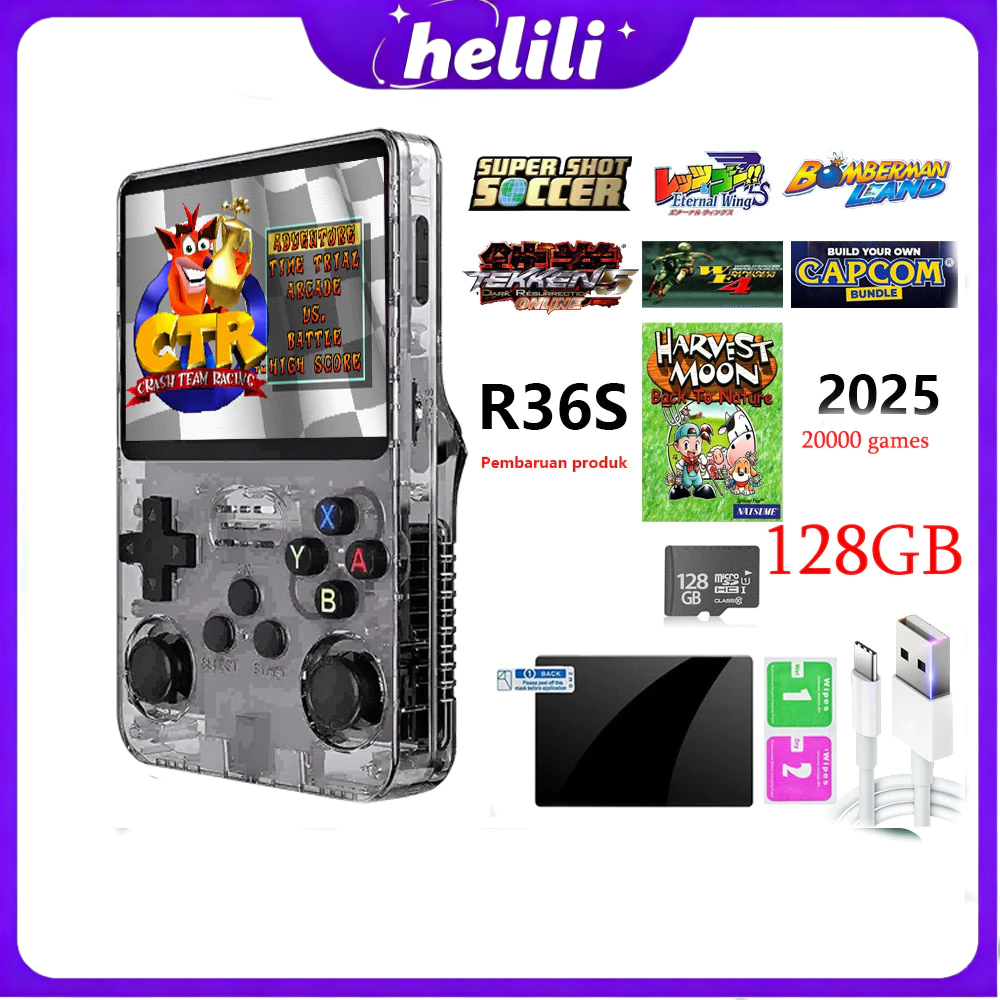 Game R36S 128gb /X7/X12 Retro PSP Handheld Best Gaming Konsol Gameboy sega PSP PS1 Nintendo Gameboy