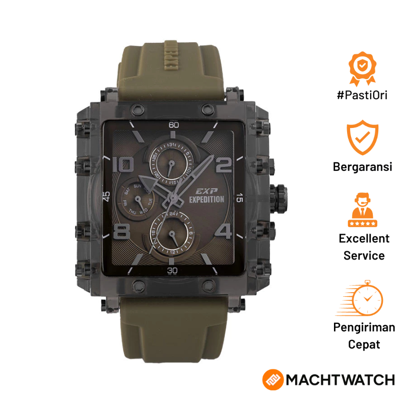 Jam Tangan Wanita Expedition Ladies E 6808 MF RIGGN Green Olive Dial Green Olive Rubber Strap