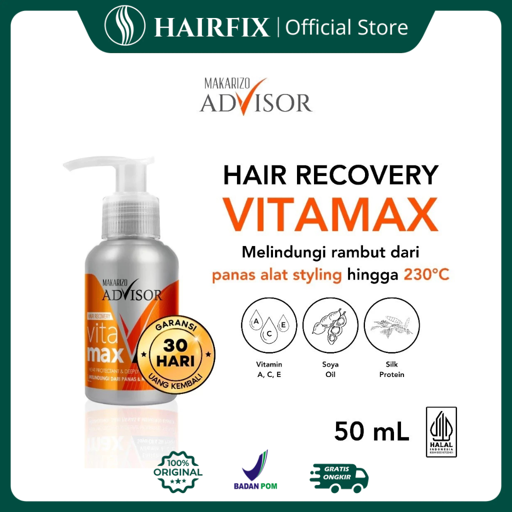 Makarizo Advisor Hair Recovery Vitamax 50ml – Vitamin Rambut Rontok & Kering | Hair Serum