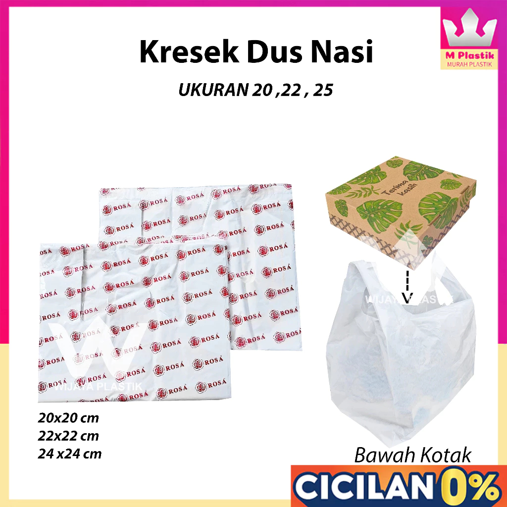 Kresek Dus Putih Polos [Rosa & King] (u/ Dus 18/20/22/25) --- 50 pcs @Pack | u/ Dus Nasi Kue alas ba
