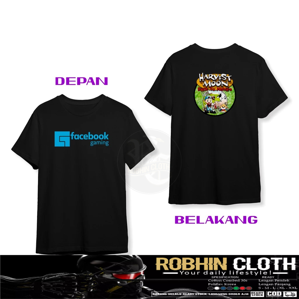 Kaos Baju Facebook Gaming Logo Harvest Moon DB Baju Game