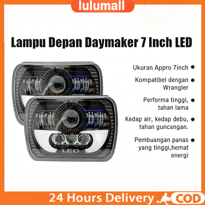 Lampu Depan Daymaker 7 Inch 8 LED Headlamp Daymaker 5x7 inch LED Kotak Jeep Katana Taft Feroza L300 