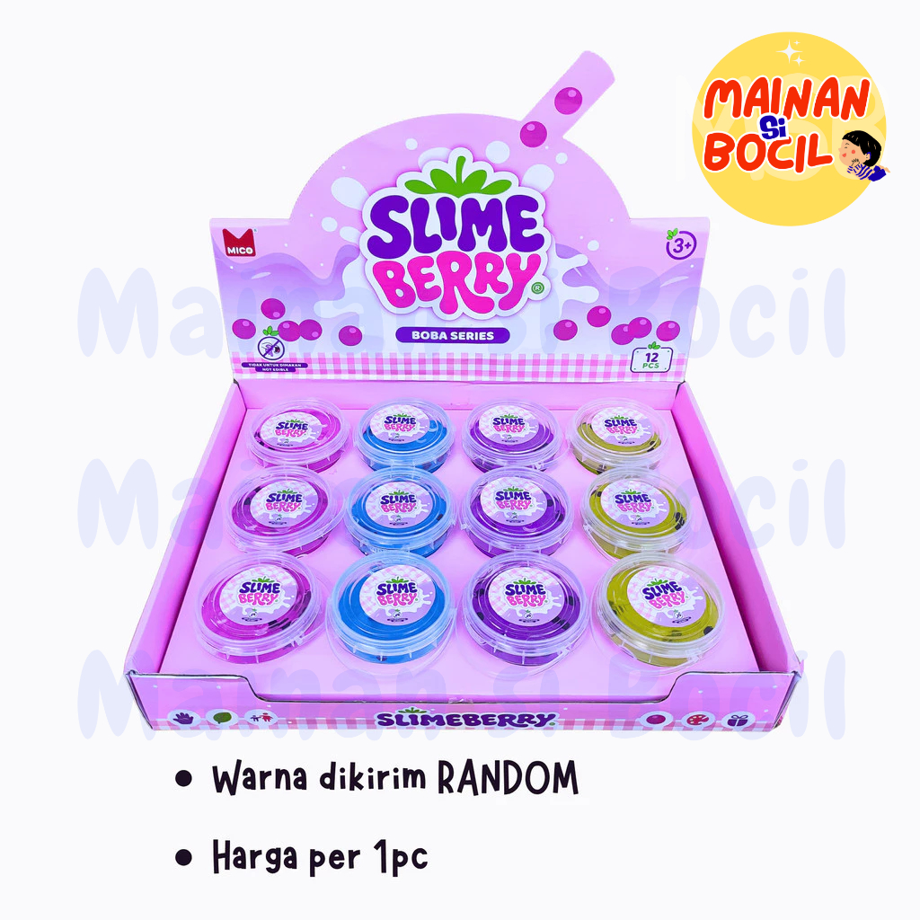 Mainan anak slime clear warna warni slime boba glitter