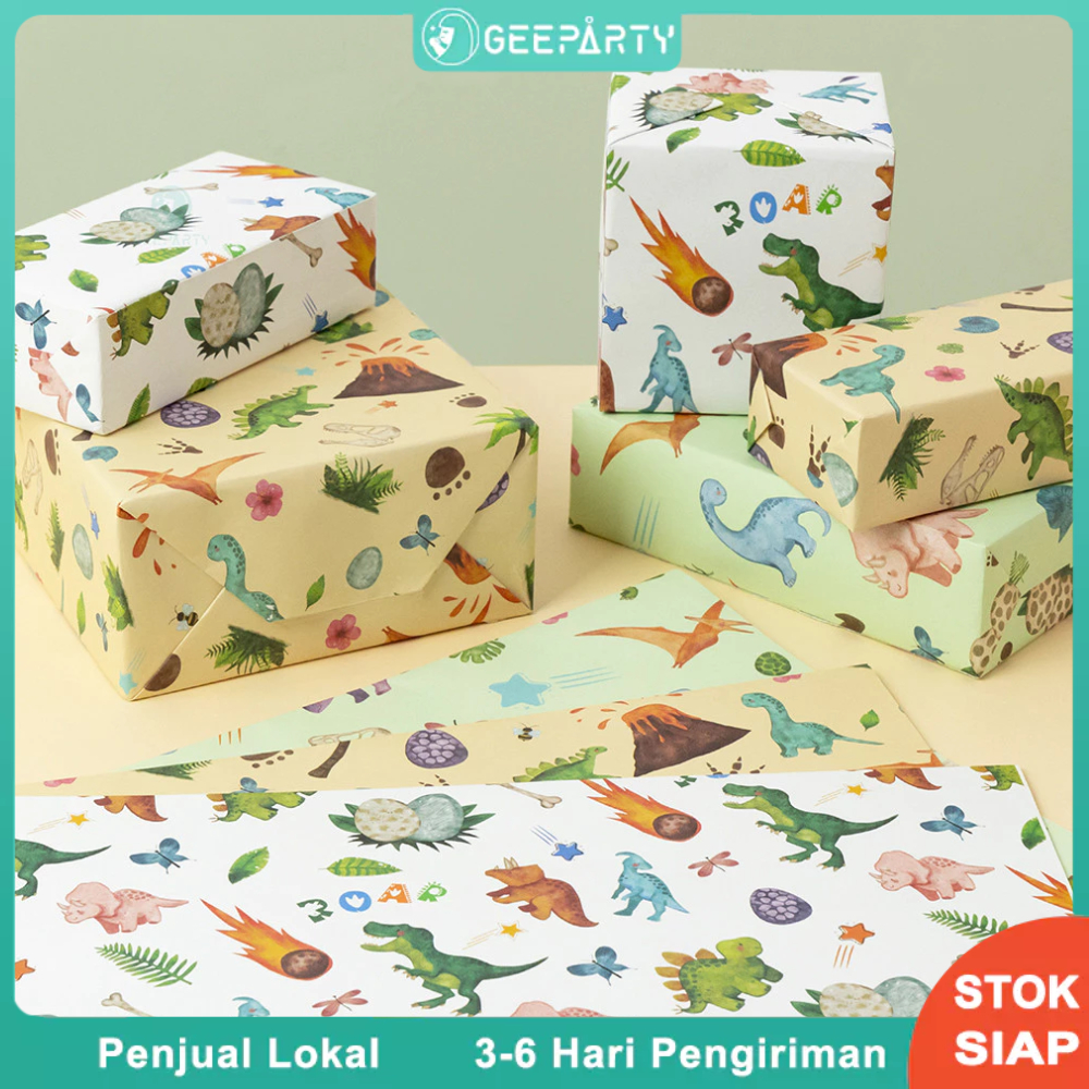 

3 Pcs Kertas Pembungkus Motif Dino Berbeda Pembungkus Kado T Rex Tema Dinosaurus Untuk Kado Ulang Tahun Anak