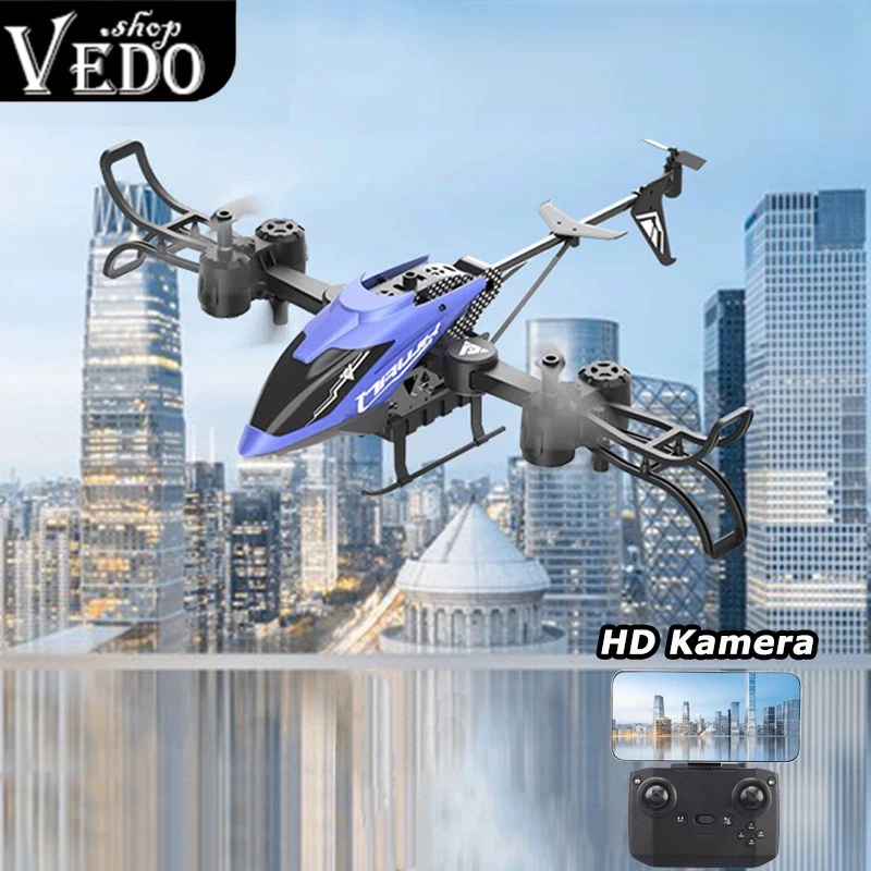 RC Helikopter dengan Kamera HD 4K WiFi FPV Helikopter Remote Control Ada Lampu Flash RC Quadcopter D