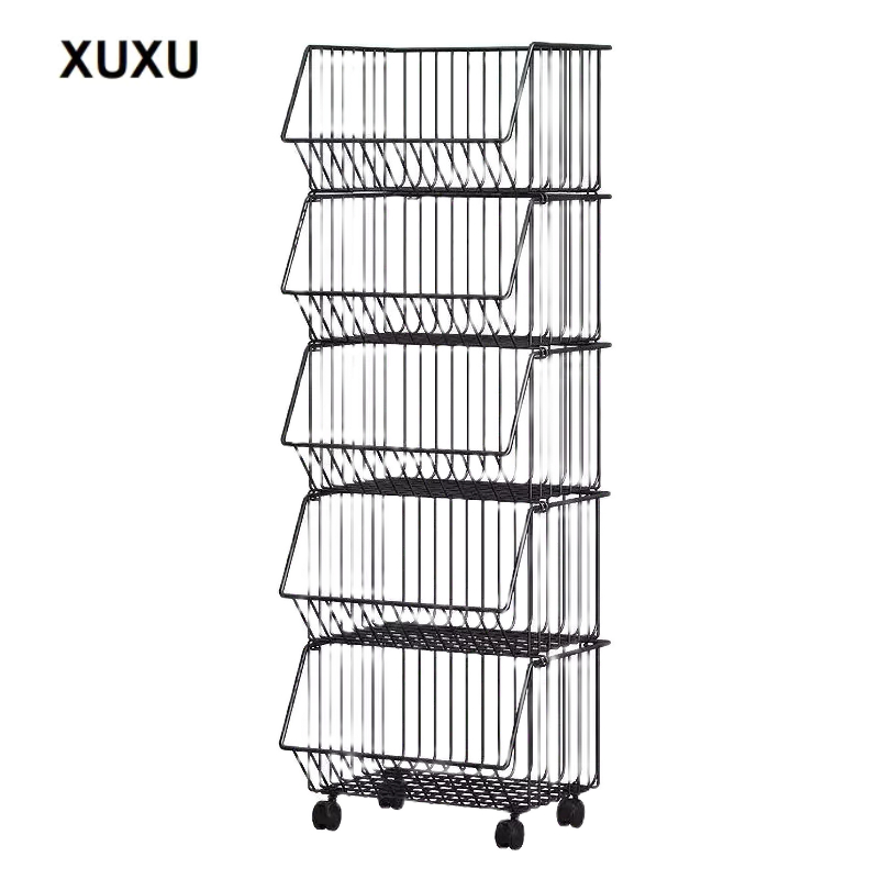 TERLARIS XUXU Rak Troli Susun Besi Rak Roda Troli Susun Rak Dapur Ruang Tamu Besi Rak Lantai Beroda