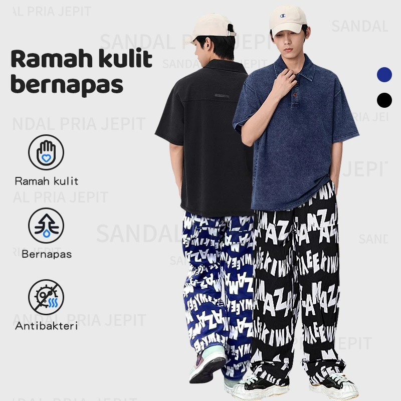 celana panjang pria celana y2k motif celana pria panjang celana skena pria hip hop celana baggy pria