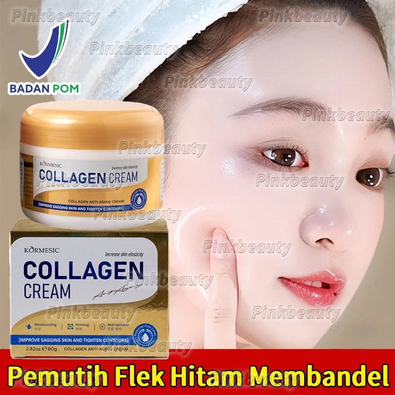 80g Cream Collagen Siang Malam BPOM Krim Wajah Kolagen Cream Flek Hitam Membandel Cream Siang Malam 