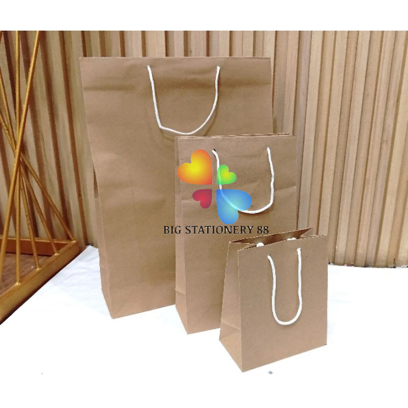 

(12PCS)PAPER BAG KADO GOODIE BAG COKLAT POLOS HANDLE JINJING/PAPER BAG KERTAS KADO SOUVENIR COKLAT POLOS