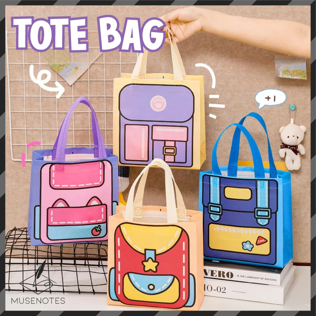 

Tote Bag Tas Jinjing Goodie Bag Paperbag Kartun Lucu Serbaguna Bingkisan Hadiah Hampers Kado S-PO024