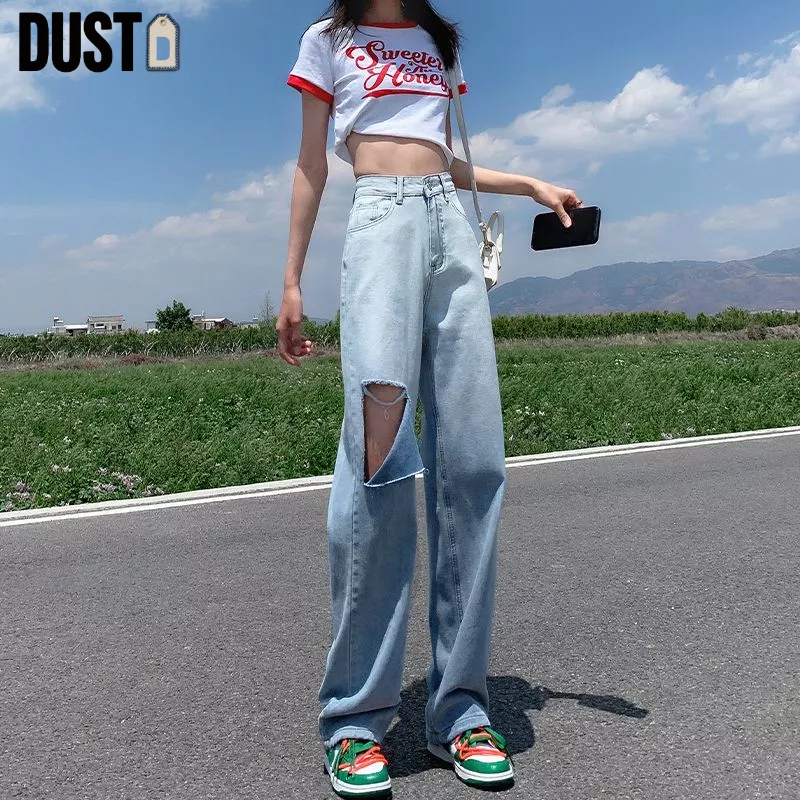 DUST-Celana Jeans Wanita Sobek Jeans Highwaist Kulot Jeans Import Premium Jeans Korean Style