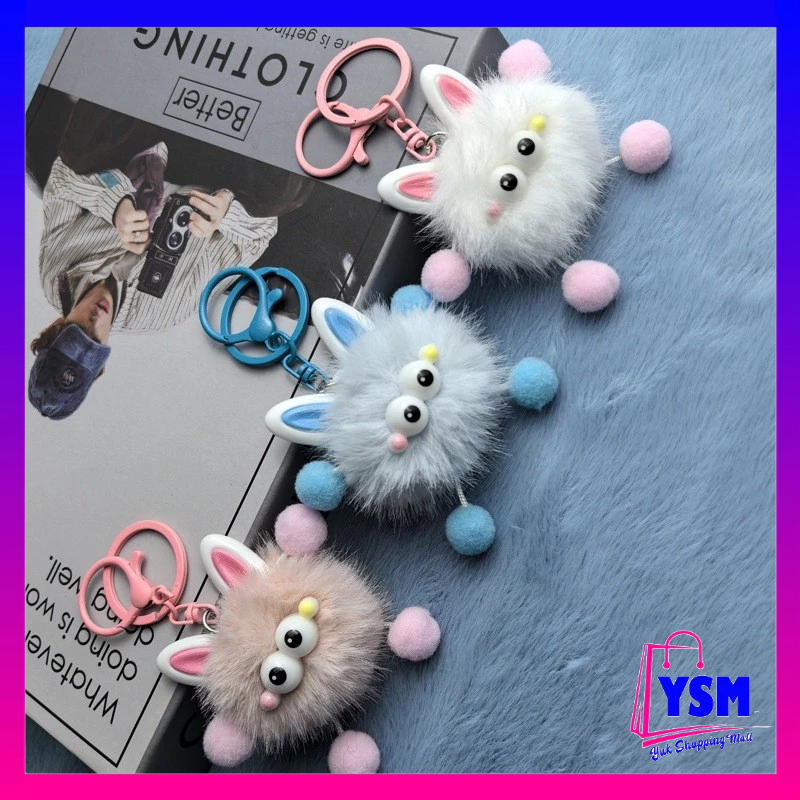YSM Gantungan Tas Boneka Lucu Gantungan Little Monster Kawai Boneka Bulu Halus Gantungan Kunci Bonek