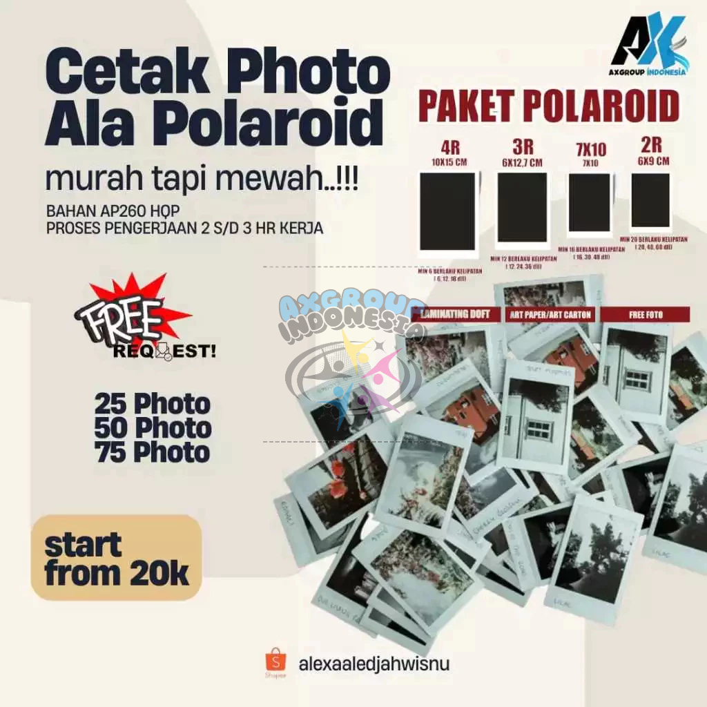 Cetak Foto Polaroid Custom Printing Polaroid Foto Ala Polaroid Berbagai Ukuran dan Ketebalan