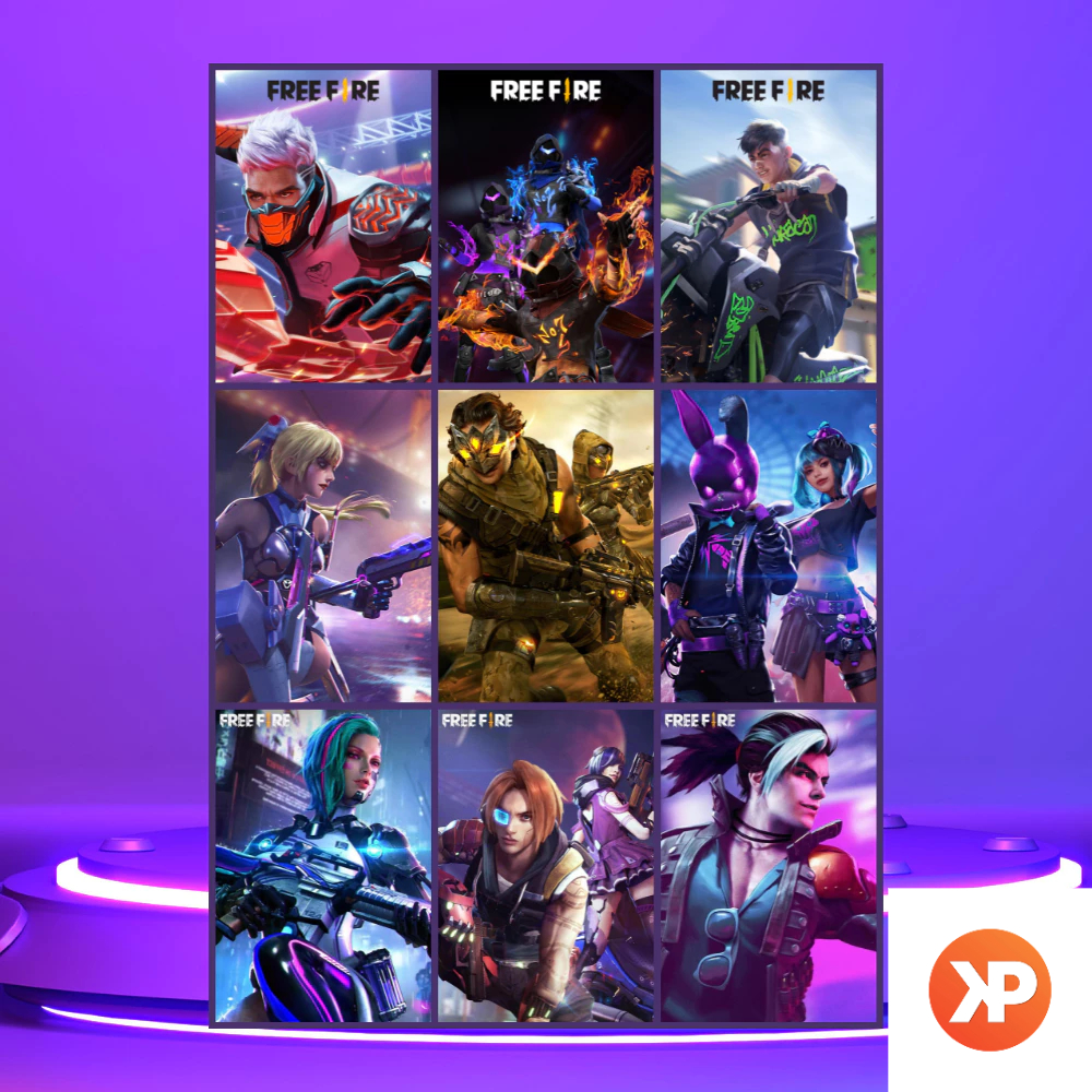 Poster Free Fire | Poster Karakter FF Alok Chrono Kelly Hayato Skyler | Poster Game Battle Royale HD