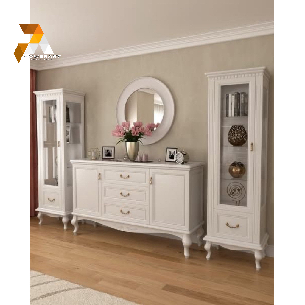 MEJA TV KLASIK MODERN DUCO PUTIH BUFFET TV SET MEJA TV