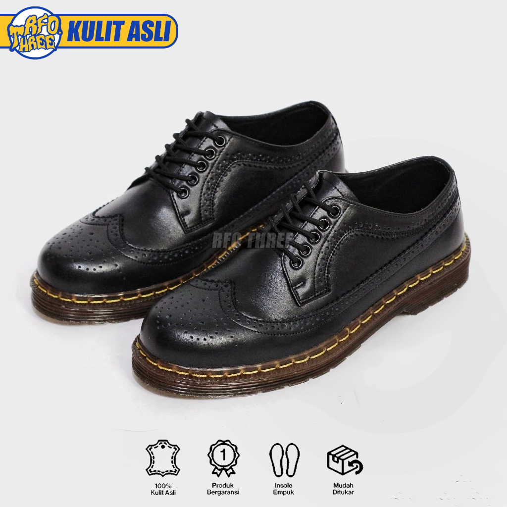 RFOTHREE Veco - Sepatu Pria Wingtip Docmart Kulit Asli