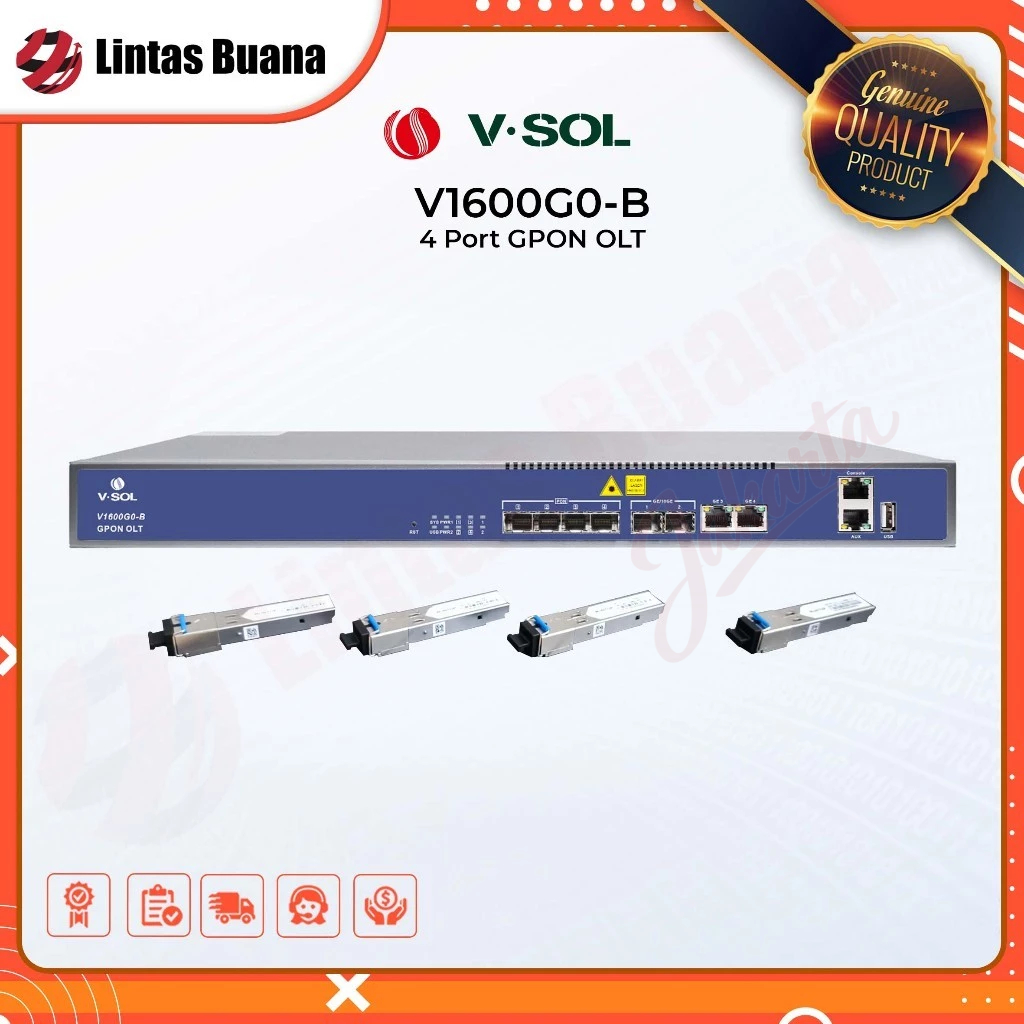 VSOL V1600G0-B GPON OLT 4 PON Layer 3 AC+DC Power Include SFP 9dB OLT 4 Port Pon V-SOL