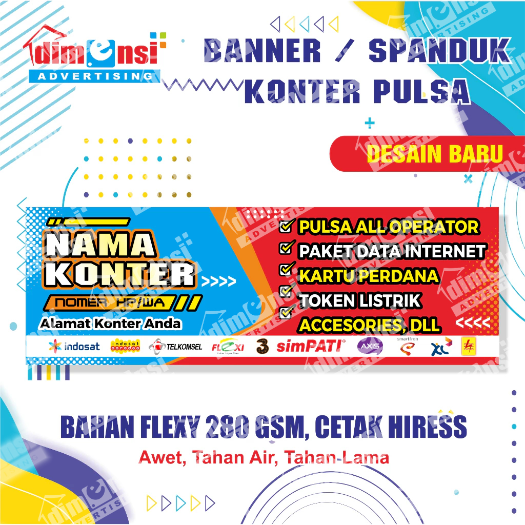 Banner Konter / Spanduk  Konter Pulsa New Desain - DIMENSI ADV