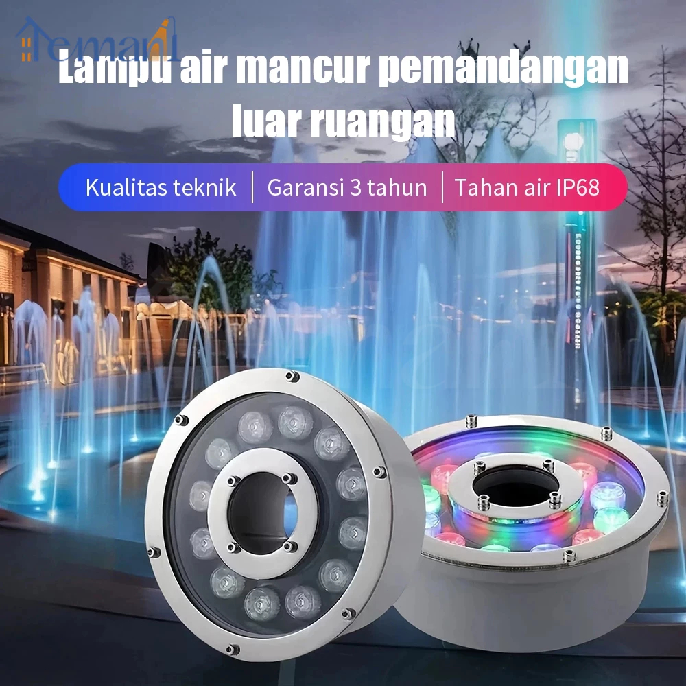 12w Lampu Led Kolam Air mancur RGB warna Waterproof Tembak Sorot Renang Tahan Dekorasi Underwater at