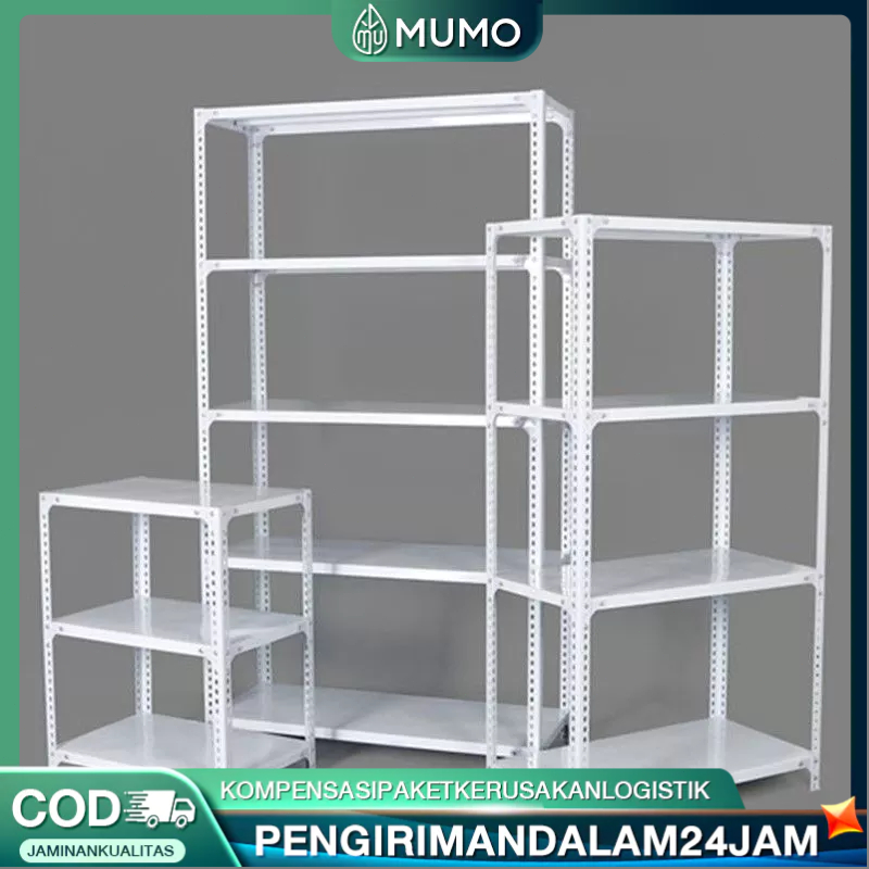 Rak besi siku lubang Rak 5 susun Rak gudang 120x40x200cm Rak Susun serbaguna
