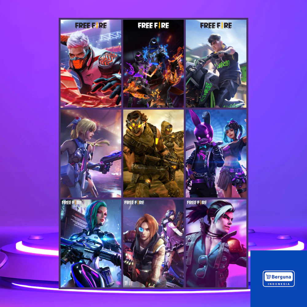 Poster Free Fire 18 Pcs Bisa Ecer 8 Pcs | Poster Karakter FF Alok Chrono Kelly Hayato Skyler | Poste