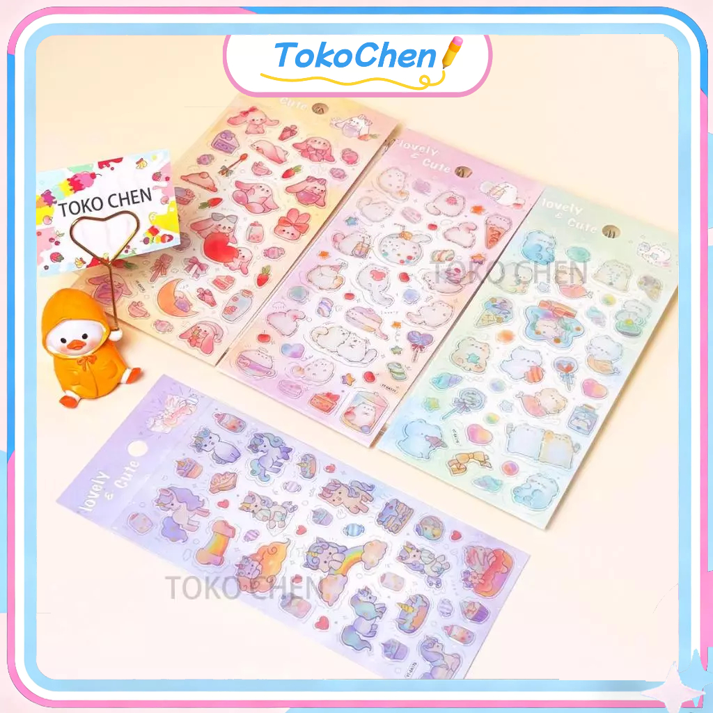 1 set (4 buah) Stiker lucu kartun photocard kpop decor sticker aesthetic buku jurnal stiker dekorati
