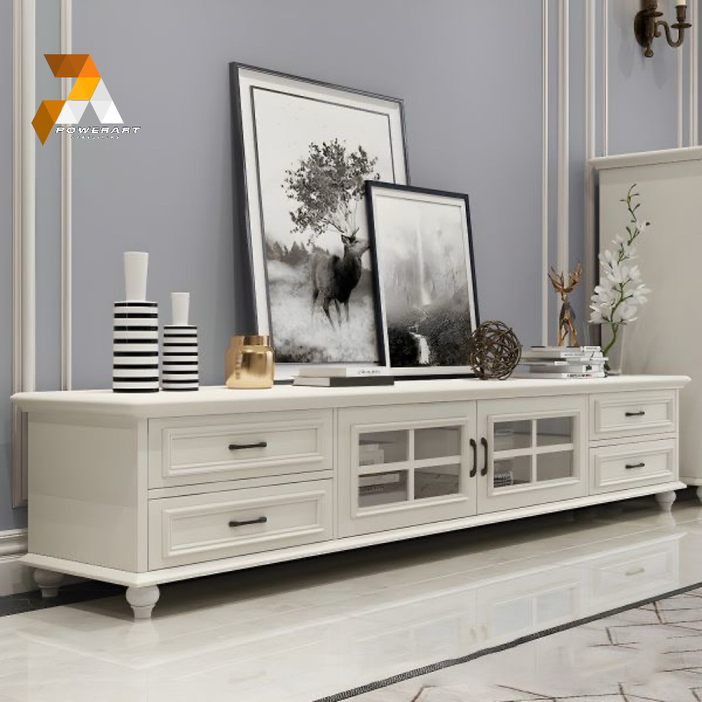 BUFFET TV MODERN KLASIK MEJA TV DUCO PUTIH