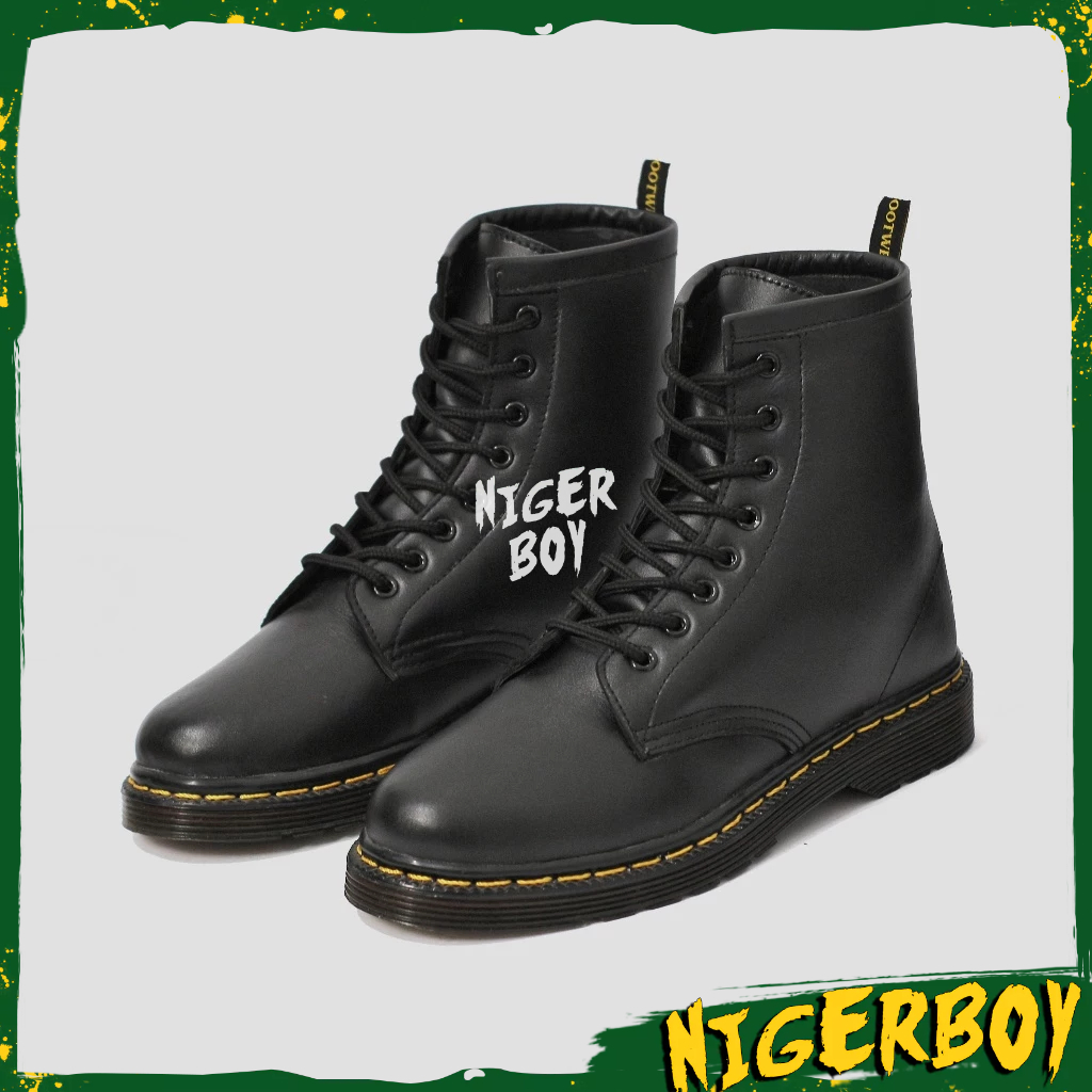 Skotlan - Sepatu Boots Docmart Tinggi Pria 8 hole Kulit Asli